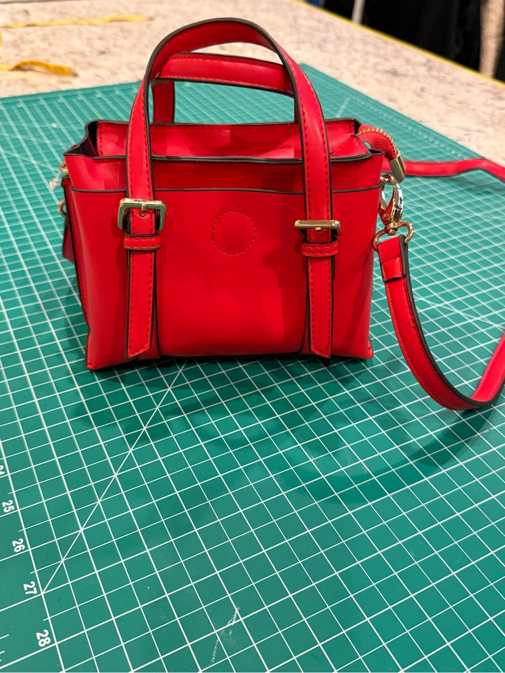 FOREVER 21 Red Mini Satchel Crossbody Bag Structured Top Handle - Picture 8 of 13